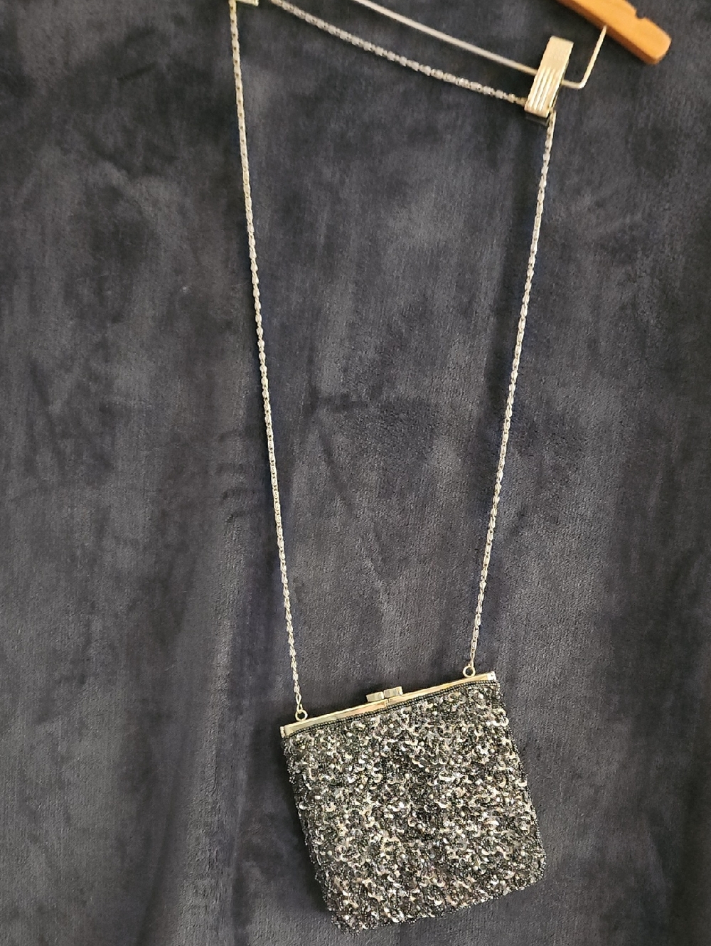 Vintage Sequin And Beaded Evening Crossbody Bag